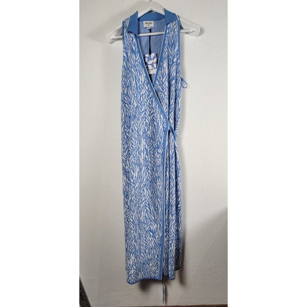 Diane Von Furstenberg For Target Sleeveless Blue Sweater Midi Wrap Dress XXL New